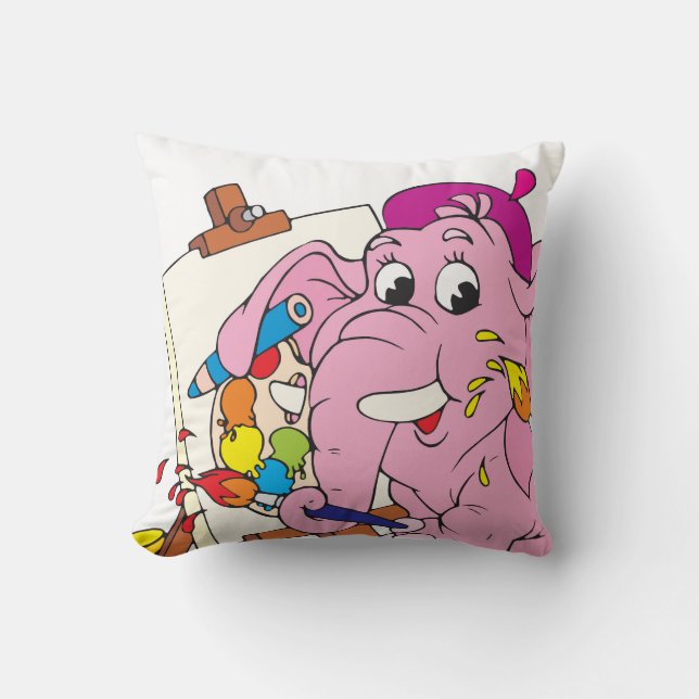 Pink Elephant Decorative Pillow (Front)