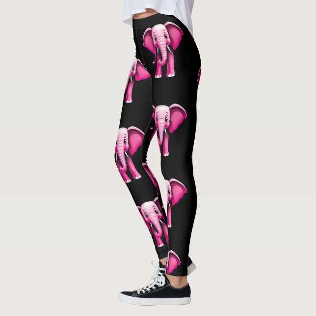 Pink Elephant Designer Leggings (Left)