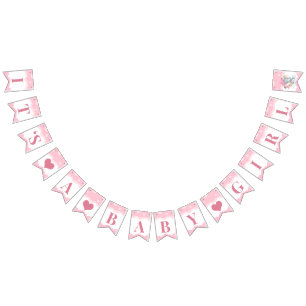 Pink Elephant Girl Baby Shower Bunting