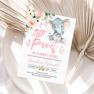 Pink Elephant Girl Baby Shower Invitation