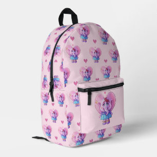Pink Elephant Girl Printed Backpack