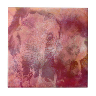 Pink Elephant Grunge Tile