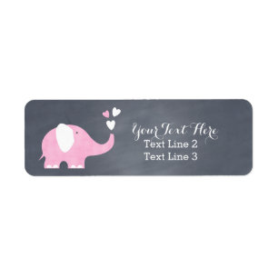 Pink Elephant Heart Return Address Label