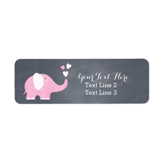 Pink Elephant Heart Return Address Label (Front)