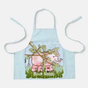Pink Elephant Hiding Apron