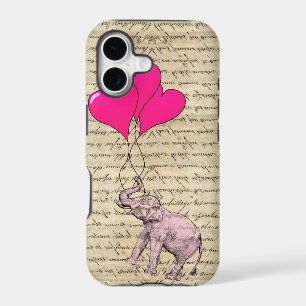 Pink elephant holding balloons