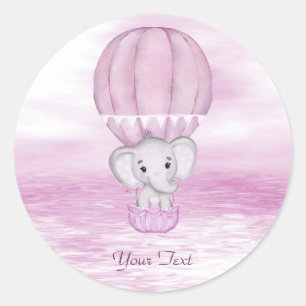 Pink Elephant Hot Air Balloon Sticker
