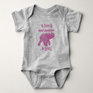Pink Elephant I Love Name a Tonne Personalised Baby Bodysuit