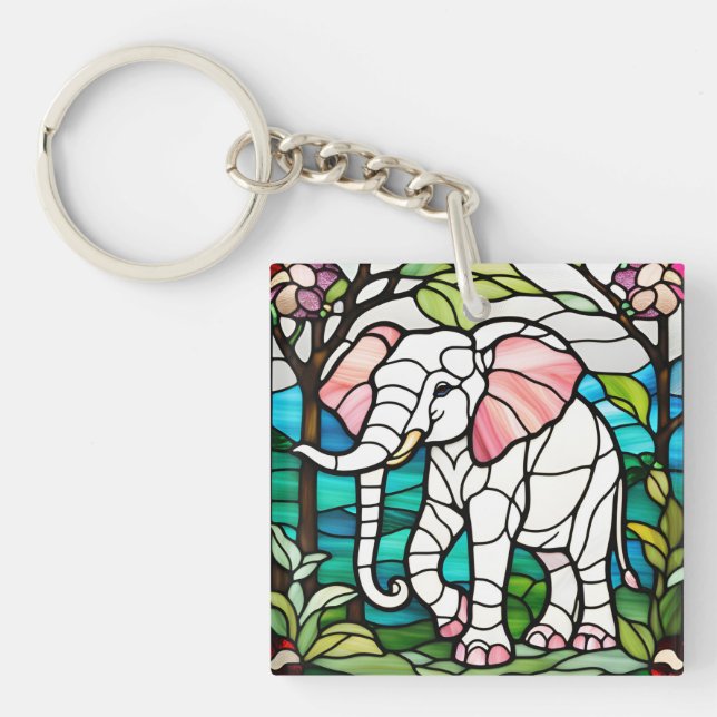 Pink Elephant  Key Ring (Front)