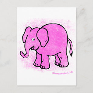 pink elephant postcard