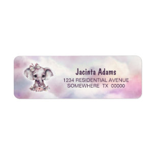 Pink Elephant Return Address Label