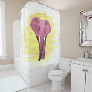 Pink Elephant Shower Curtain