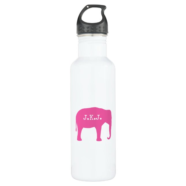 Pink Elephant Silhouette with Your Text 710 Ml Water Bottle (Front)