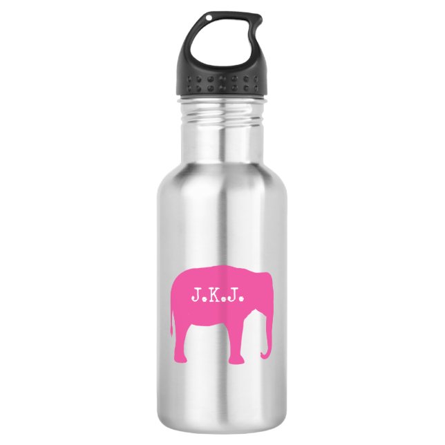 Pink Elephant Silhouette with Your Text 710 Ml Water Bottle (Front)