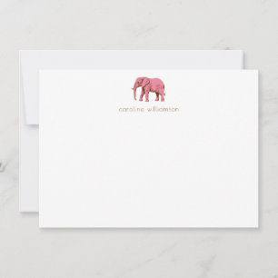 Pink Elephant Simple Personalised Stationery  Card