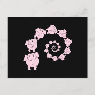 Pink elephant spiral. postcard