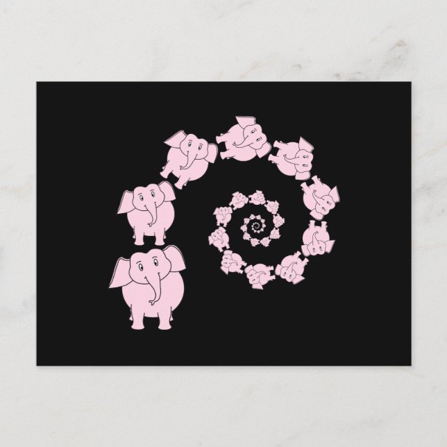 Pink elephant spiral. postcard (Front)