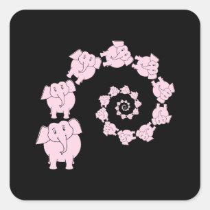 Pink elephant spiral. square sticker