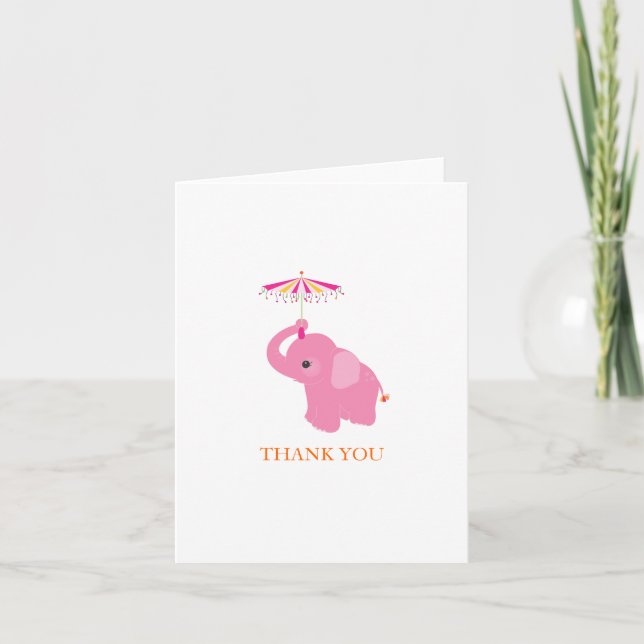 Pink Elephant Thank You Card (Front)