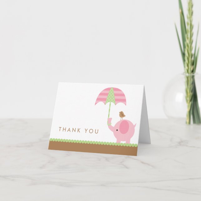 Pink Elephant Thank You Cards (Front)