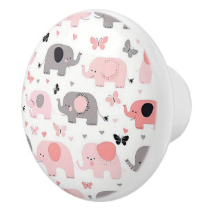 Pink Elephant Village Ceramic Door Knob