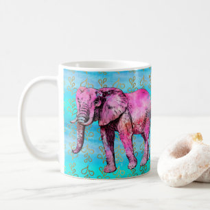 Pink Elephant Watercolor Abstract Trendy Modern Coffee Mug