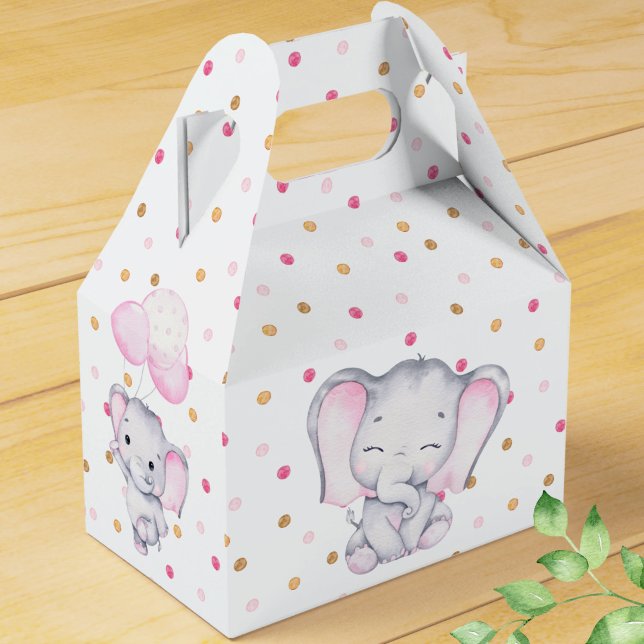 Pink Elephant Watercolor  Favour Box (Creator Uploaded)