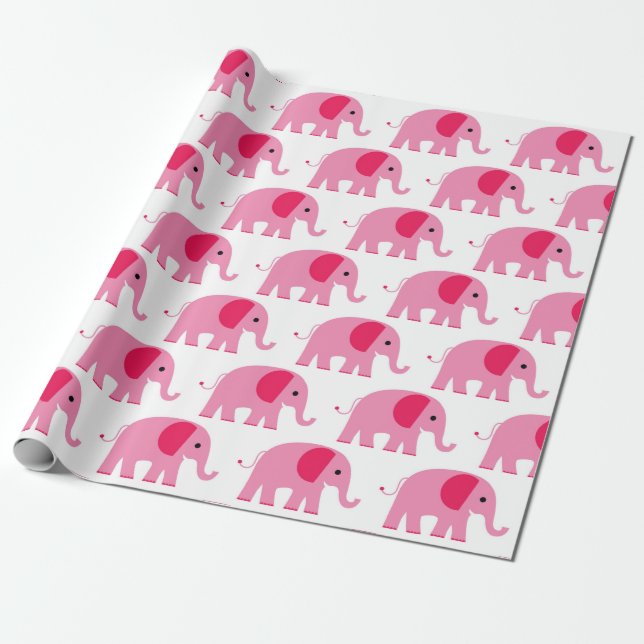 Pink elephant wrapping paper (Unrolled)