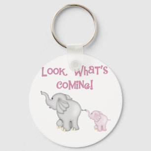 Pink Elephants Look What's Coming Key Ring
