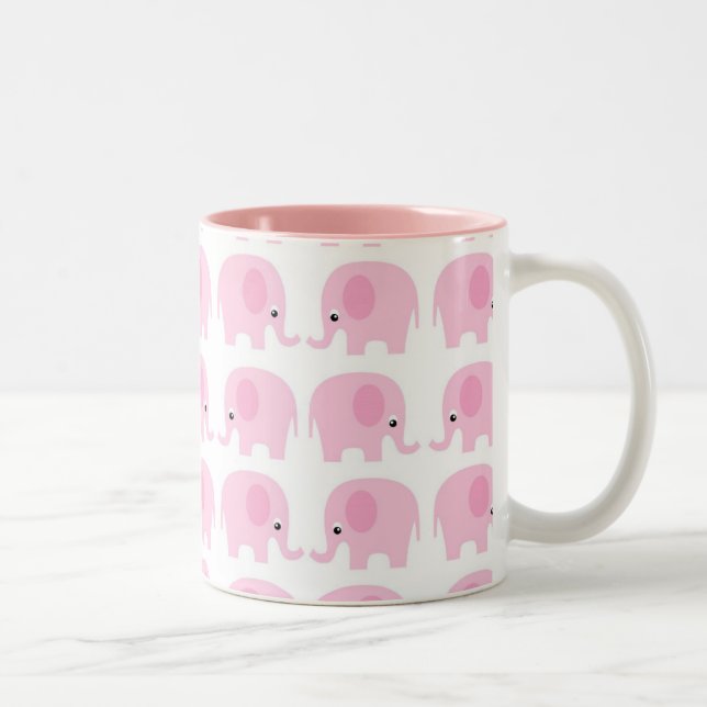 Pink Elephants Two-Tone Coffee Mug (Right)