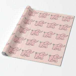 Pink Elephants Wrapping Paper