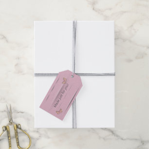 pink embossed with butterfly gift tags