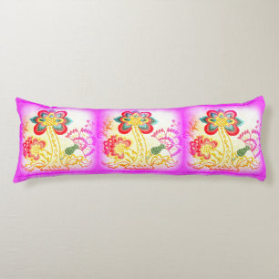 pink embroidered palm trees body pillow