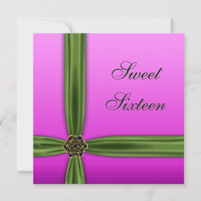 Pink Emerald Elegant Sweet Sixteen Party Invitatio Invitation (Front)