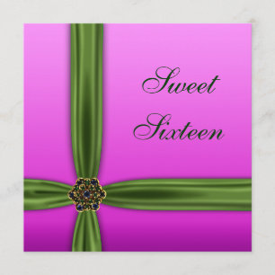 Pink Emerald Elegant Sweet Sixteen Party Invitatio Invitation