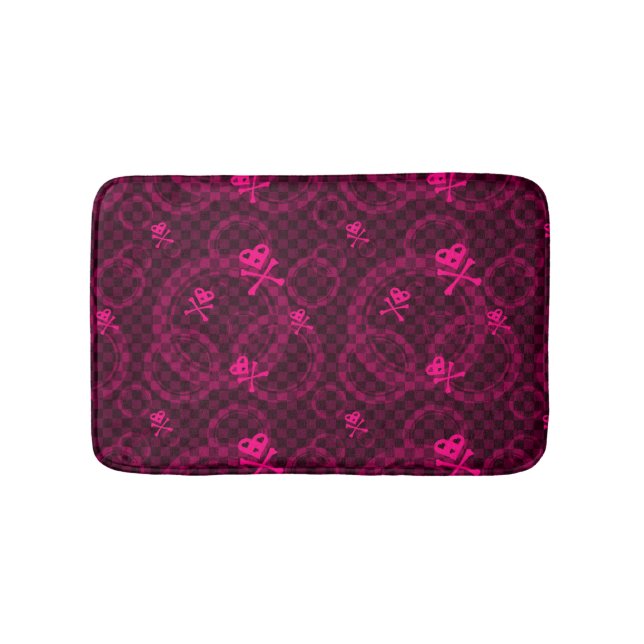Pink Emo Pattern With Circles Bath Mat (Front)