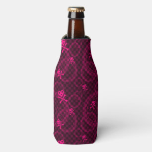 Pink Emo Pattern With Circles Bottle Cooler