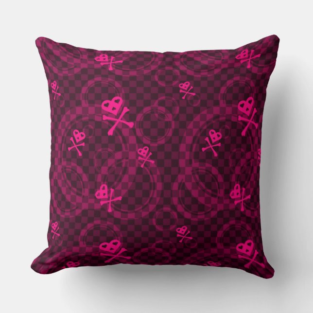 Pink Emo Pattern With Circles Cushion (Front)