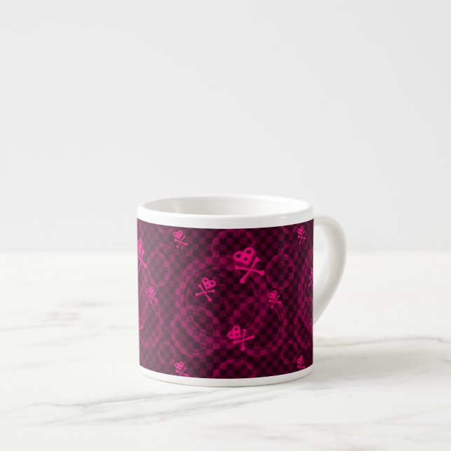 Pink Emo Pattern With Circles Espresso Cup (Front Right)