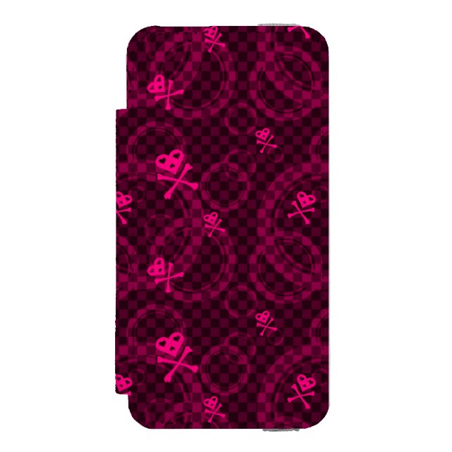 Pink Emo Pattern With Circles Incipio iPhone Wallet Case (Folio Front)