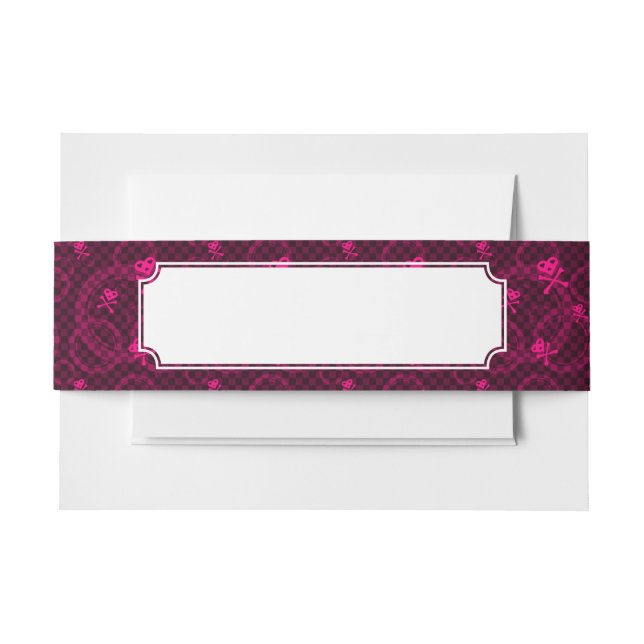 Pink Emo Pattern With Circles Invitation Belly Band (Front Example)