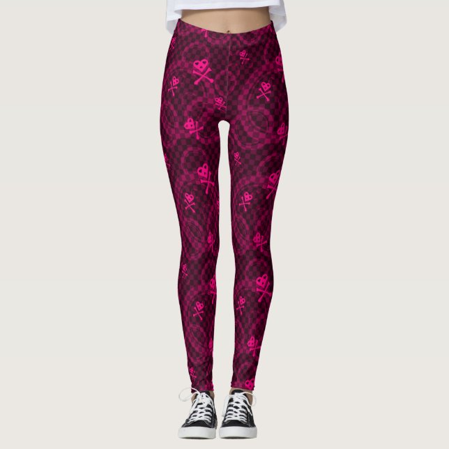 Pink Emo Pattern With Circles Leggings (Front)