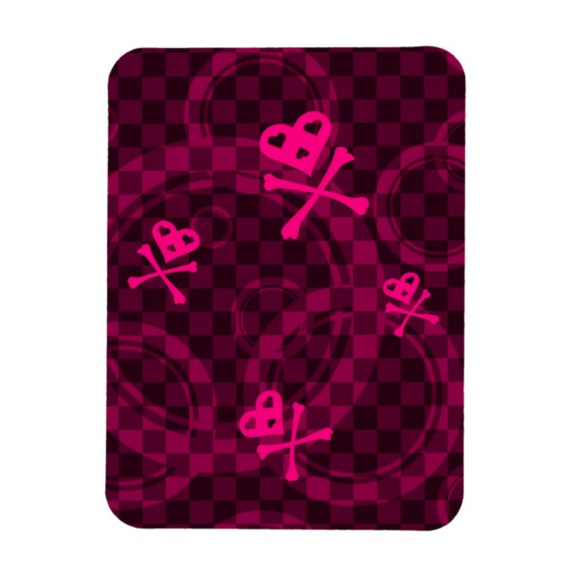 Pink Emo Pattern With Circles Magnet (Vertical)