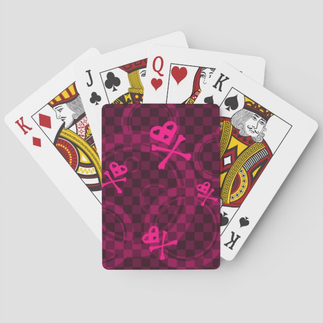Pink Emo Pattern With Circles Playing Cards (Back)