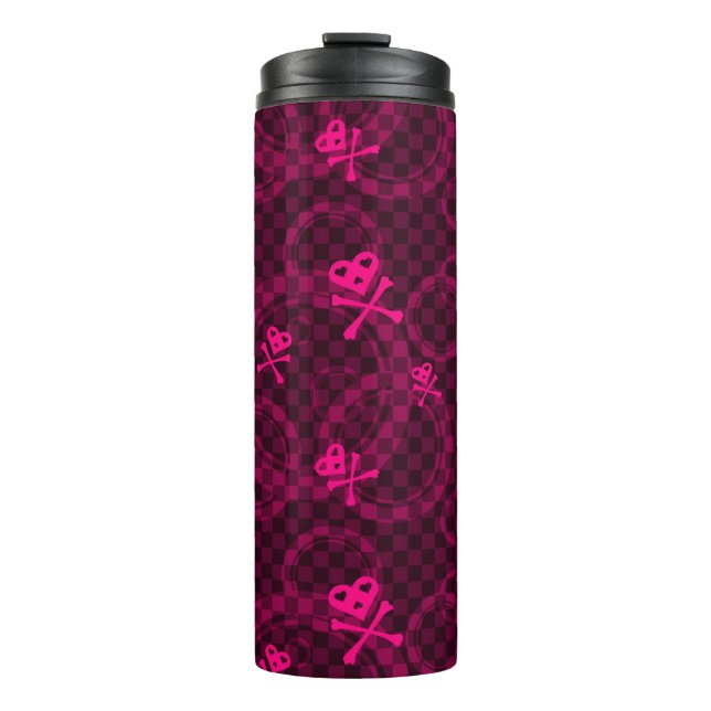 Pink Emo Pattern With Circles Thermal Tumbler (Front)