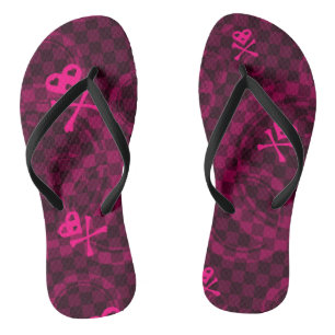Pink Emo Pattern With Circles Thongs