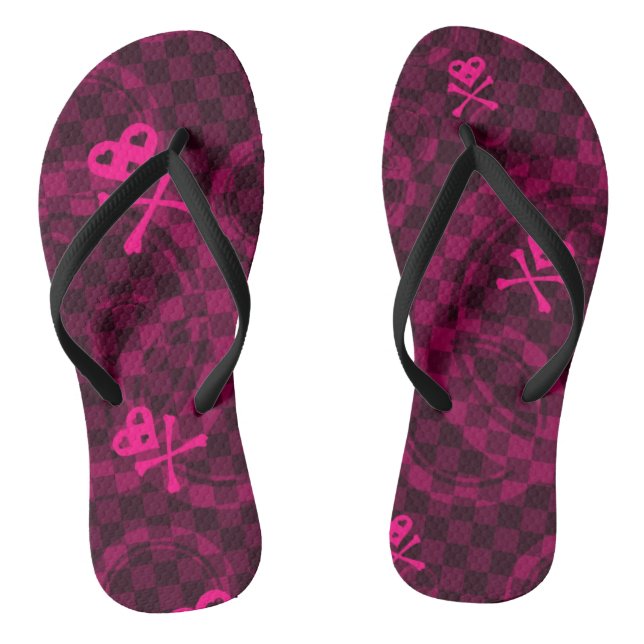 Pink Emo Pattern With Circles Thongs (Footbed)