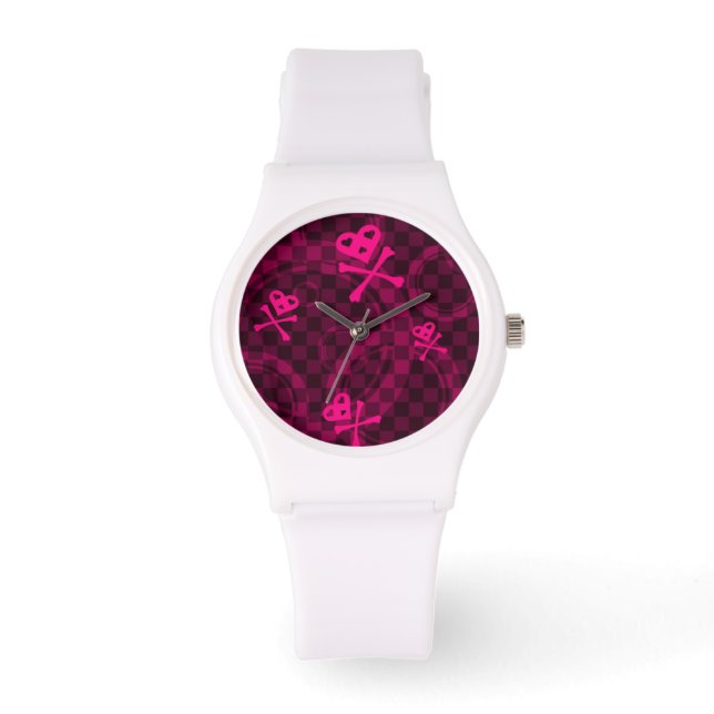 Pink Emo Pattern With Circles Watch (Front)