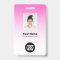 Pink Employee Photo Bar Code Logo Name Gradient