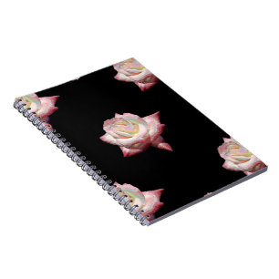 Pink Enameled Roses on Black Notebook